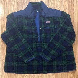 EUC Vineyard Vines Blue and Green Checkered Pullover